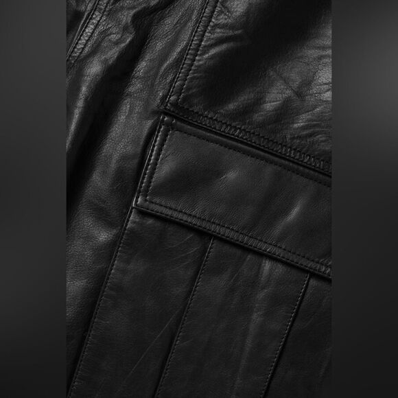 NWT Grlfrnd Gianna Leather Cargo Black Pants Straight Leg Size S - Picture 7 of 14